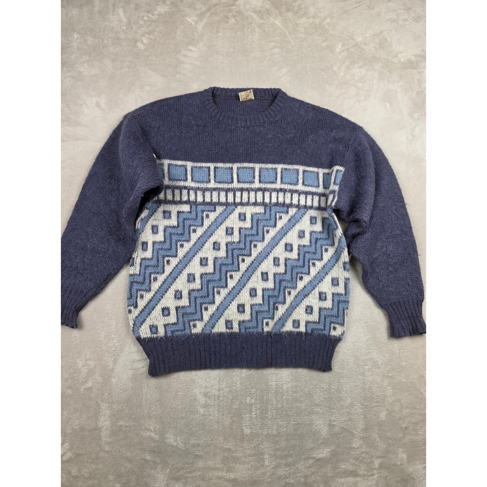 Vintage Alafoss Icewool Sweater Mens M Blue Nordic Icelandic Pure New Wool